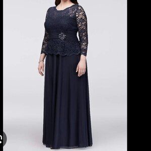 Jackie Jon Navy Blue Embellished Mother of the Bride Evening Gown